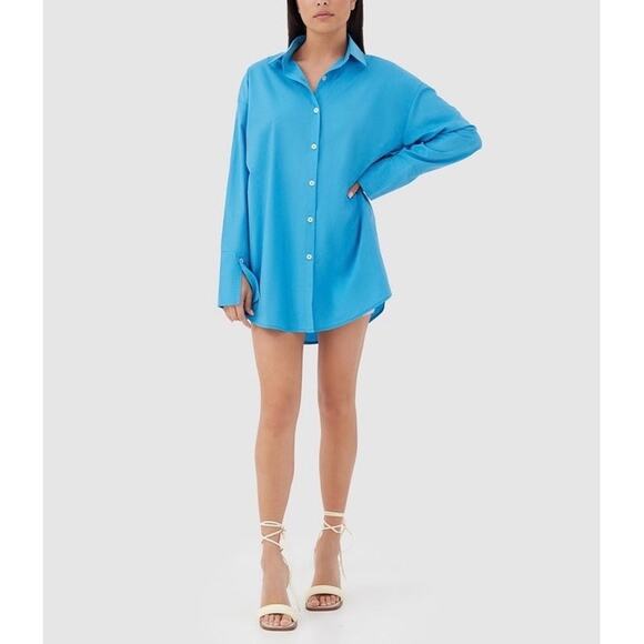 NWT 4th & Reckless Blue Capri Oversized Shirt. Size M - Picture 13 of 13